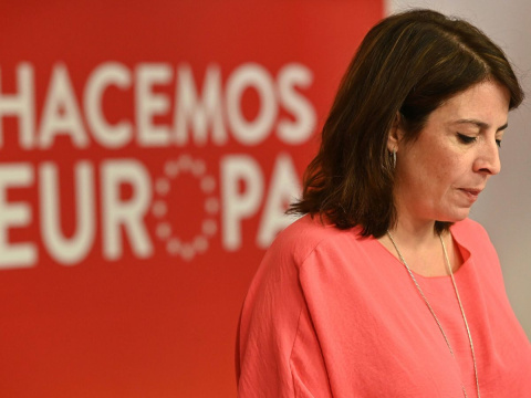  Adriana Lastra en una comparecencia con el PSOE.- EFE