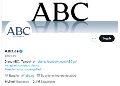 El Twitter auténtico del diario ABC. El Twitter auténtico del diario ABC.