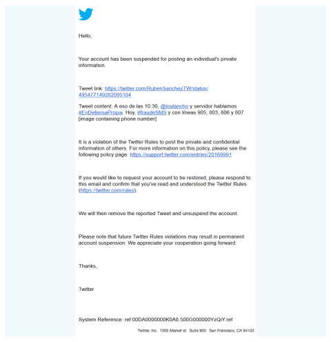 Twitter suspende la cuenta del portavoz de FACUA, @RubenSanchezTW, por informar de un fraude