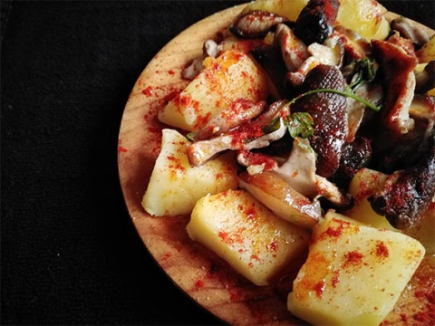 Pulpo vegano o shiitake a feira