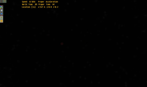 Vista hacia atrás a la mitad de la velocidad de la luz. Vista hacia atrás a la mitad de la velocidad de la luz.