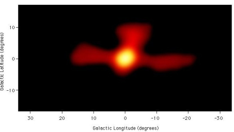 Mapa de positrones en la Via Láctea.
