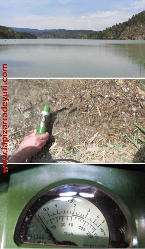 Medición con el DP-5V en el embarcadero de las Rutas Fluviales del Júcar, 6 km río abajo de la Central Nuclear de Cofrentes.