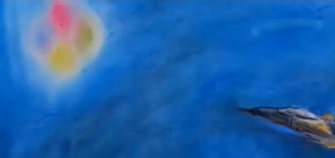 Dibujo realizado por el piloto militar Parviz Jafari de su encuentro con el OVNI sobre Teherán, pasada la medianoche del 19 de septiembre de 1976.