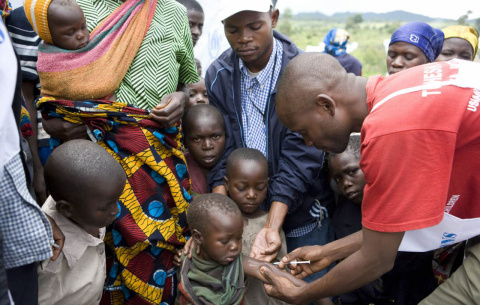 Vacunación en el campo de refugiados Kibati II, RDC. ONU.
