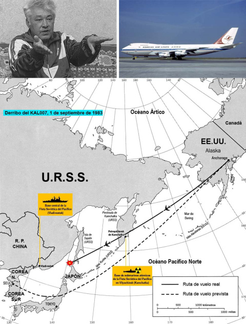 Arriba a la izda.: muchos años después, el teniente coronel (ya retirado) de la Fuerza Aérea Soviética Gennady Osipovich explica cómo derribó al vuelo KAL007 en la madrugada del 1 de septiembre de 1983. En entrevistas posteriores ha afirma Derribo soviético del Jumbo sudcoreano KAL 007.