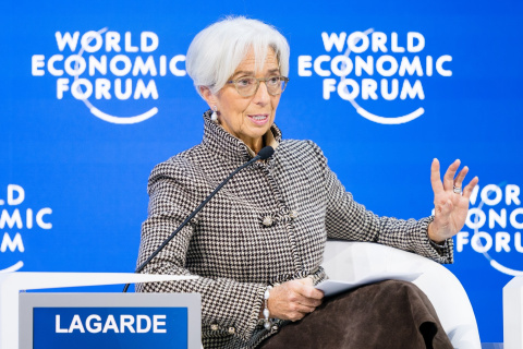  25 de enero de 2019, Suiza, Davos: Christine Lagarde, Directora Gerente del Fondo Monetario Internacional (FMI), habla durante la Reunión Anual 2019 del Foro Económico Mundial.- Manuel López / Foro Económico Mundial