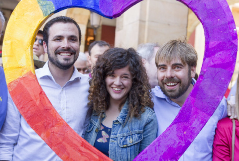  Alberto Garzón, Sofía Castañón y Daniel Ripa en una imagen de archivo.- PODEMOS ASTURIES