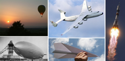 Aerostatos, aerodinos y cohetes.