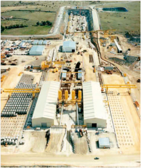 Acopio de dovelas en la boca Norte del Túnel AVE de Guadarrama.