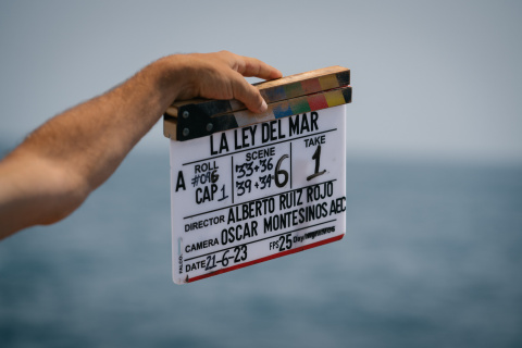 Claqueta de rodaje de 'La Ley del Mar'. Foto: RTVE Claqueta de rodaje de 'La Ley del Mar'. Foto: RTVE