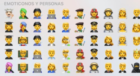 Hay una gran diversidad de emojis, tanto de género como de color de piel. (Fuente: Propia) Los emojis de un móvil.