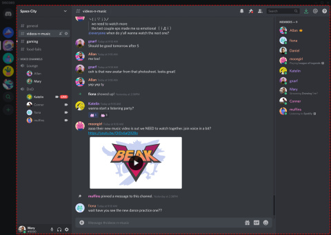 Así se ve Discord desde dentro. Fuente: Discord Una imagen de cómo es Discord por dentro