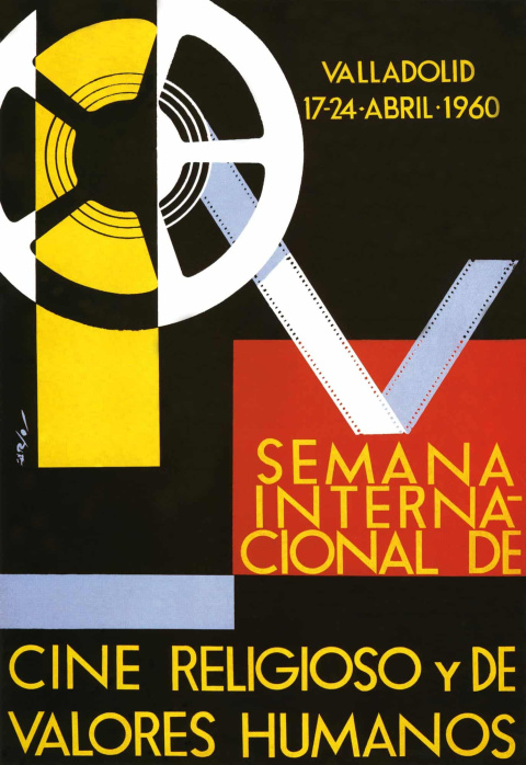 Cartel del Festival de Cine de Valladolid 1960, cuando se añadió el término 'Valores humanos'.