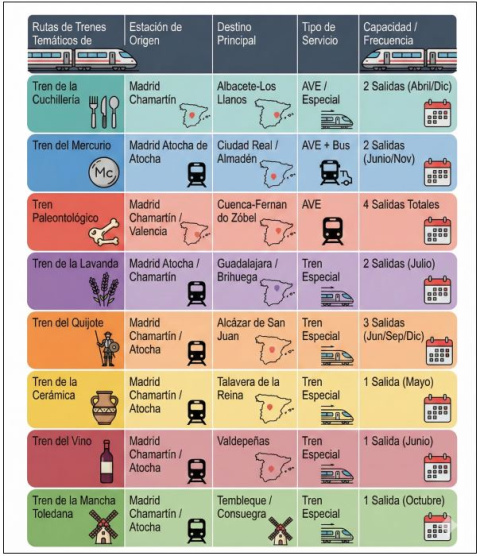 Rutas de trenes temáticos Castilla la Mancha