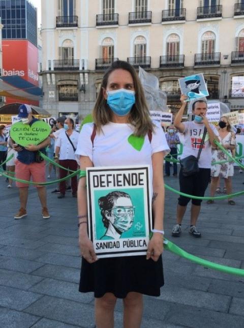Concentración convocada por Sanitari@s Necesari@s en la Puerta del Sol. 29 de junio de 2020.