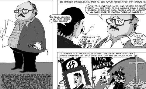 Dibujo sobre Manuel Vázquez Montalbán, a quien el autor se refiere en diversas ocasiones en ‘Temps de rebel·lia’ … Lluís Juste de Nin