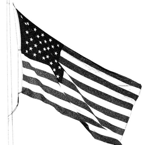 Bandera de EEUU en Newport, California.