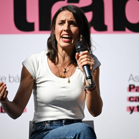 La candidata de Podemos a las generales, Ione Montero, en un acto, el pasado sábado, en Getafe. La candidata de Podemos a las generales, Ione Montero, en un acto, el pasado sábado, en Getafe.