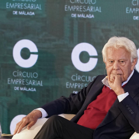 Felipe González durante una conferencia en Málaga, a 22 de octubre de 2026.