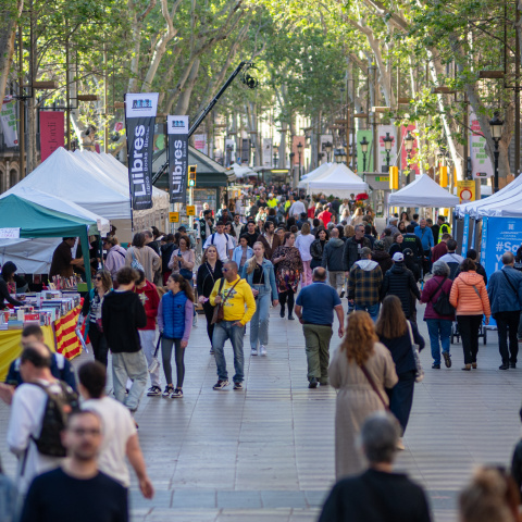 (Foto de ARCHIVO)Grupos de personas paseando por las calles y viendo libros durante la Diada de Sant Jordi 2025, a 23 de abril de 2025, en Barcelona, Cataluña (España). Barcelona vuelve a vivir una nueva Diada de Sant Jordi, en la que se llena de libros y rosas, en una edición en la que crece el número de paradas profesionales de libros y superficie para buscar una mayor comodidad, hasta los 3.500 metros cuadrados en diez espacios de siete distritos de la ciudad. Este año, hay más paradas que el año anterior en las zonas profesionales, con 400 paradas, 348 de libros y 52 de rosas, a las que se debe sumar un centenar más de libros que se ubican en las puertas de las librerías, que elevan a 500 los puestos entre libros y rosas.Lorena Sopêna / Europa Press23 ABRIL 2025;DÍA DEL LIBRO;PASEO;LIBRERIAS23/4/2025