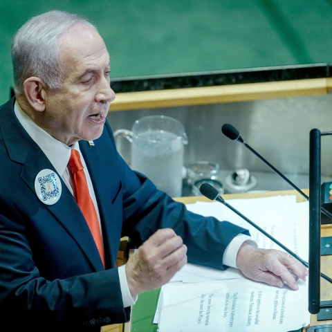 El primer ministro israelí, Benjamin Netanyahu, en las Asamblea General de la ONU