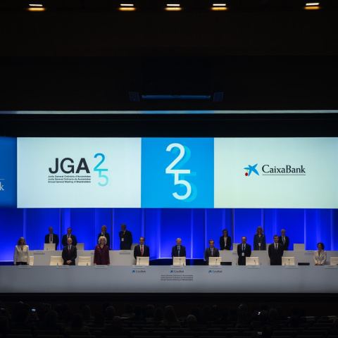 Vista general de la Junta General Ordinaria de Accionistas de Caixabank celebrada en abril de 2025.