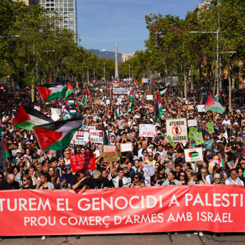 Manifestación en Barcelona para reclamar el fin del genocidio de Gaza.