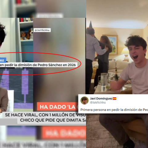 El vídeo que pide la dimisión de Pedro Sánchez tras las uvas y su posterior aparición en 'Espejo Público'.