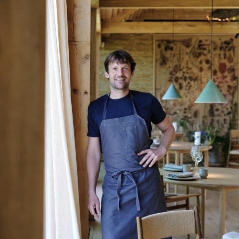 Rene Redzepi, chef and co-owner of the World class Danish restaurant Noma is pictured on May 31, 2021 in Copenhagen. While the six-month Covid-19 closure has been tough for Noma, consistently ranked as one of the world's top restaurants, it's also been an opportunity to reinvent its cuisine.As it reopened this June, the restaurant has reworked its menu -- in part to take the lack of foreign tourists into account. (Photo by Thibault Savary / AFP)