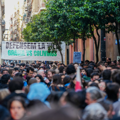 Concentració davant el bloc Sant Agustí de Barcelona, 25 de març de 2026.
