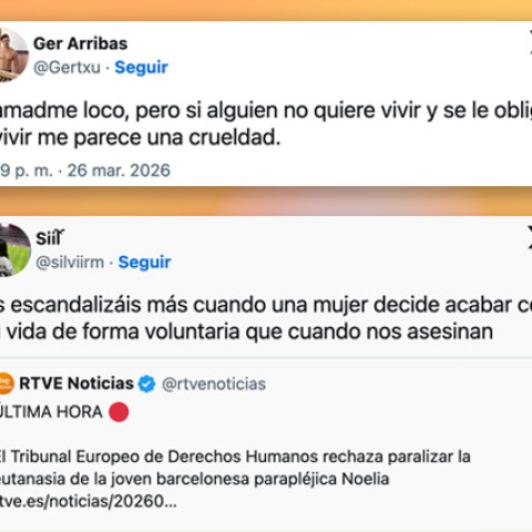 Varios tuiteros responden al ruido ultra tras la eutanasia de Noelia.