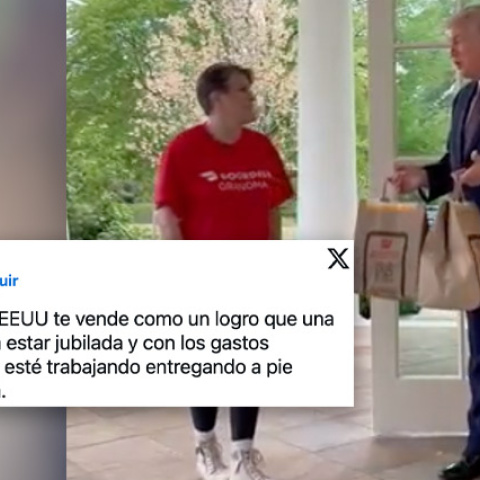 Críticas al montaje de Trump con una "abuela" repartidora.