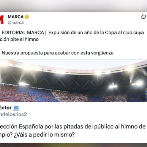 Respuestas al editorial de 'Marca' sobre las pitadas al himno en la final de la Copa del Rey.