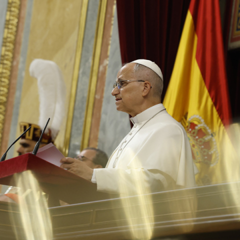 El papa León XIV este lunes en Congreso de los Diputados.