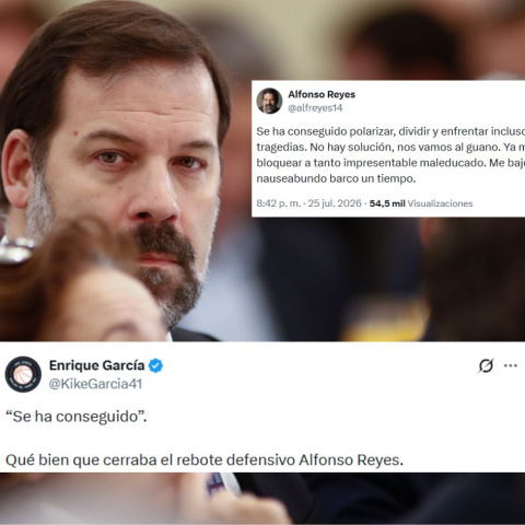 Montaje del exjugador de baloncesto Alfonso Reyes con varios post de redes sociales.