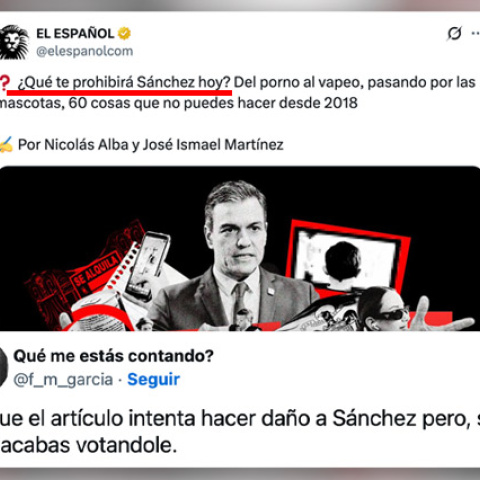 Críticas en las redes a una noticia de 'El Español'.