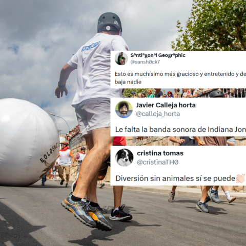 Fotomontaje de una imagen del Boloencierro con tuits.