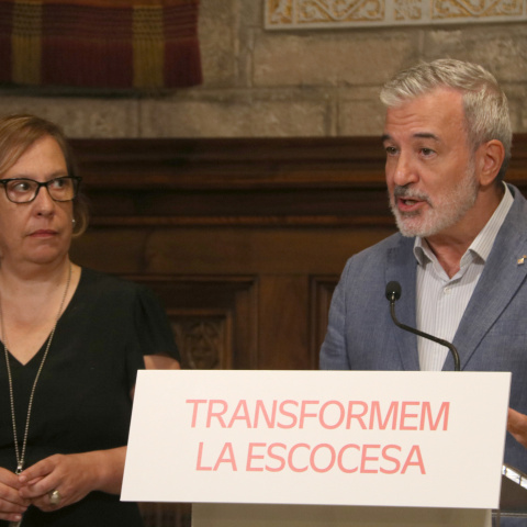 L'alcalde de Barcelona, Jaume Collboni, al Saló de Cent de l'Ajuntament per presentar la transformació de La Escocesa