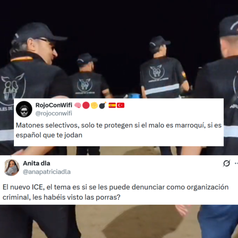 Fotomontaje de una imagen del grupo neonazi Ángeles de la noche y tuits.