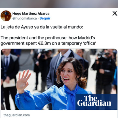 Isabel Díaz Ayuso en un artículo de 'The Guardian'.