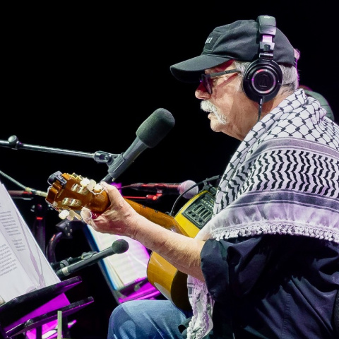 Silvio Rodríguez, durant el concert d'aquest dimarts, 1 de setembre, a Barcelona.