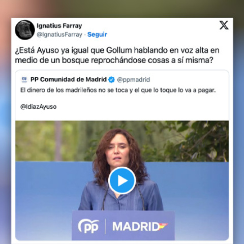 Ignatius Farray comenta un tuit del PP de Ayuso.