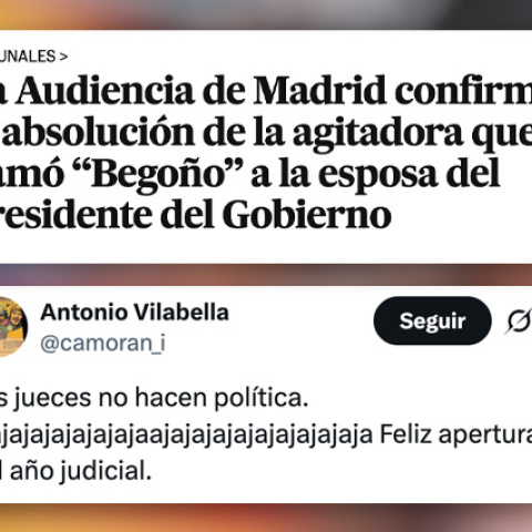 Reacciones a la noticia de la absolución de la agitadora que llamó "Begoño" a la mujer de Pedro Sánchez.
