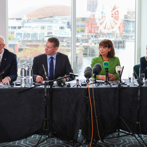 Los líderes de partidos nacionalistas de Gales, Escocia e Irlanda del Norte, en Cardiff. Los líderes de partidos nacionalistas de Gales, Escocia e Irlanda del Norte, en Cardiff.