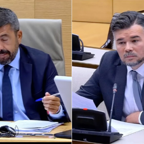 Carlos Mazón y Gabriel Rufián durante la Comisión de Investigación del Congreso por la gestión de la DANA.