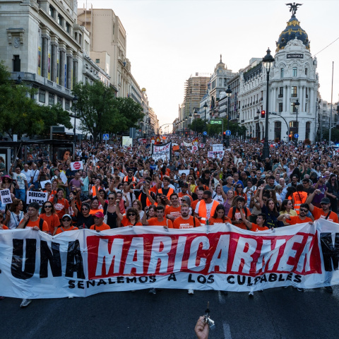 Manifestación por el derecho a la vivienda, en Madrid, este sábado.