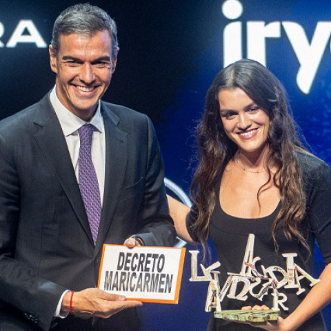 Pedro Sánchez y Amaia Romero, este lunes en Barcelona.