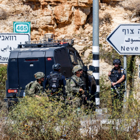 Soldados israelíes en la Cisjordania ocupada, en Ramala.