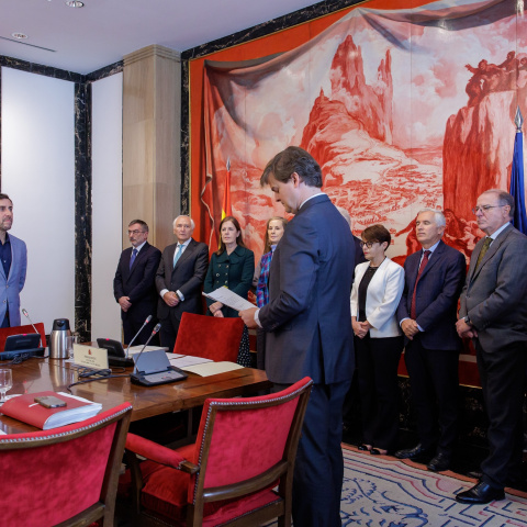 L'eurodiputat electe de Junts Toni Comín durant l'acte de jura de la Constitució davant la JEC